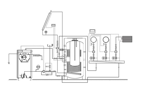 Scheme for connecting a wood burning boiler to heating system